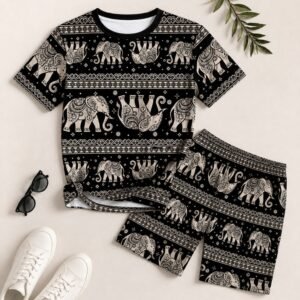 setelan baju harian jersey anak motif gajah thailand 1 10 tahun